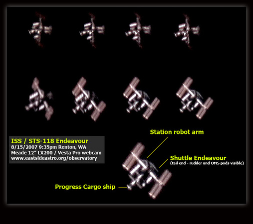 ISS with mission STS-118 Endeavour docked.